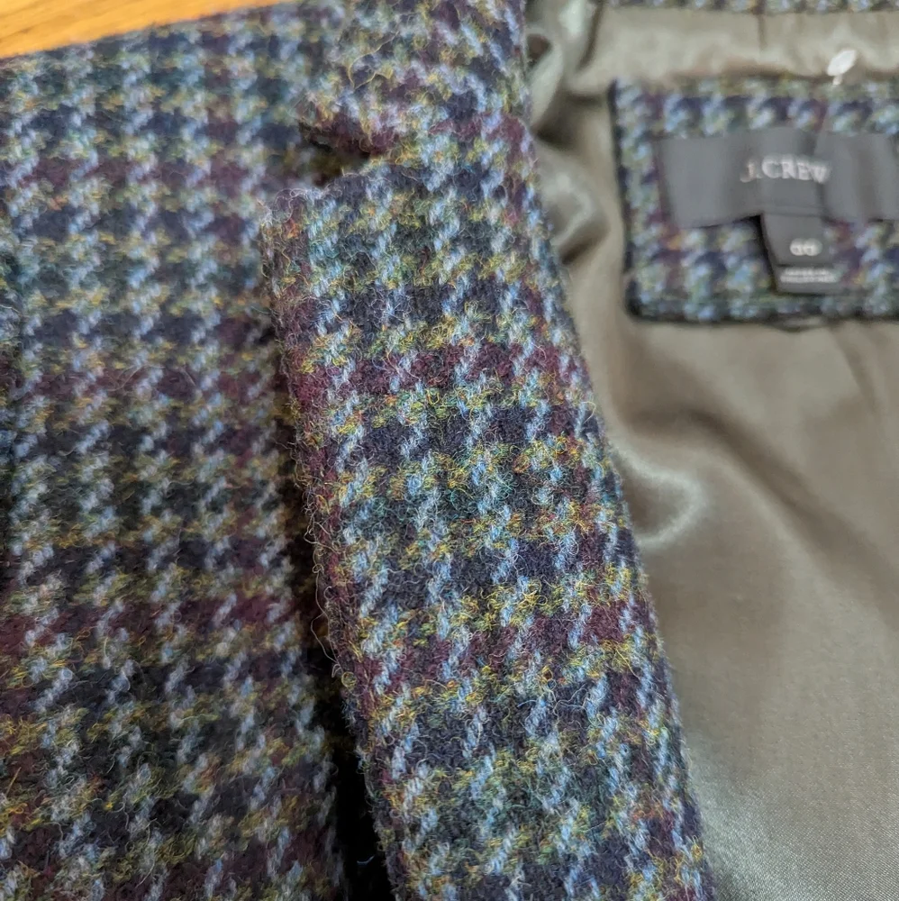 J. Crew. Houndstooth Regent Wool Blazer In Olive Amber Size 00